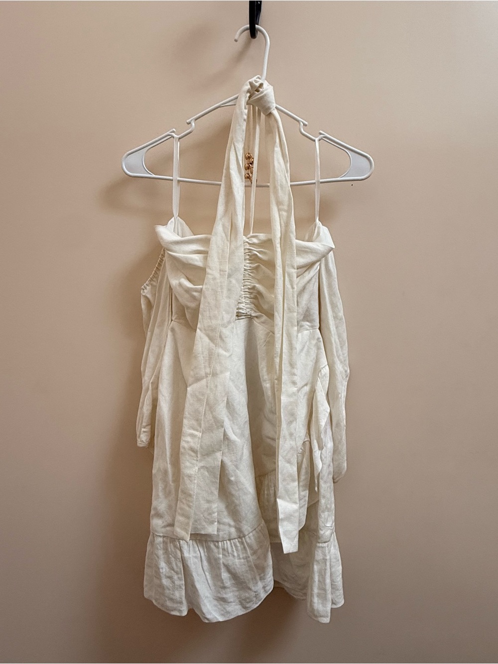Sabo Skirt Cream Halter Mini Dress